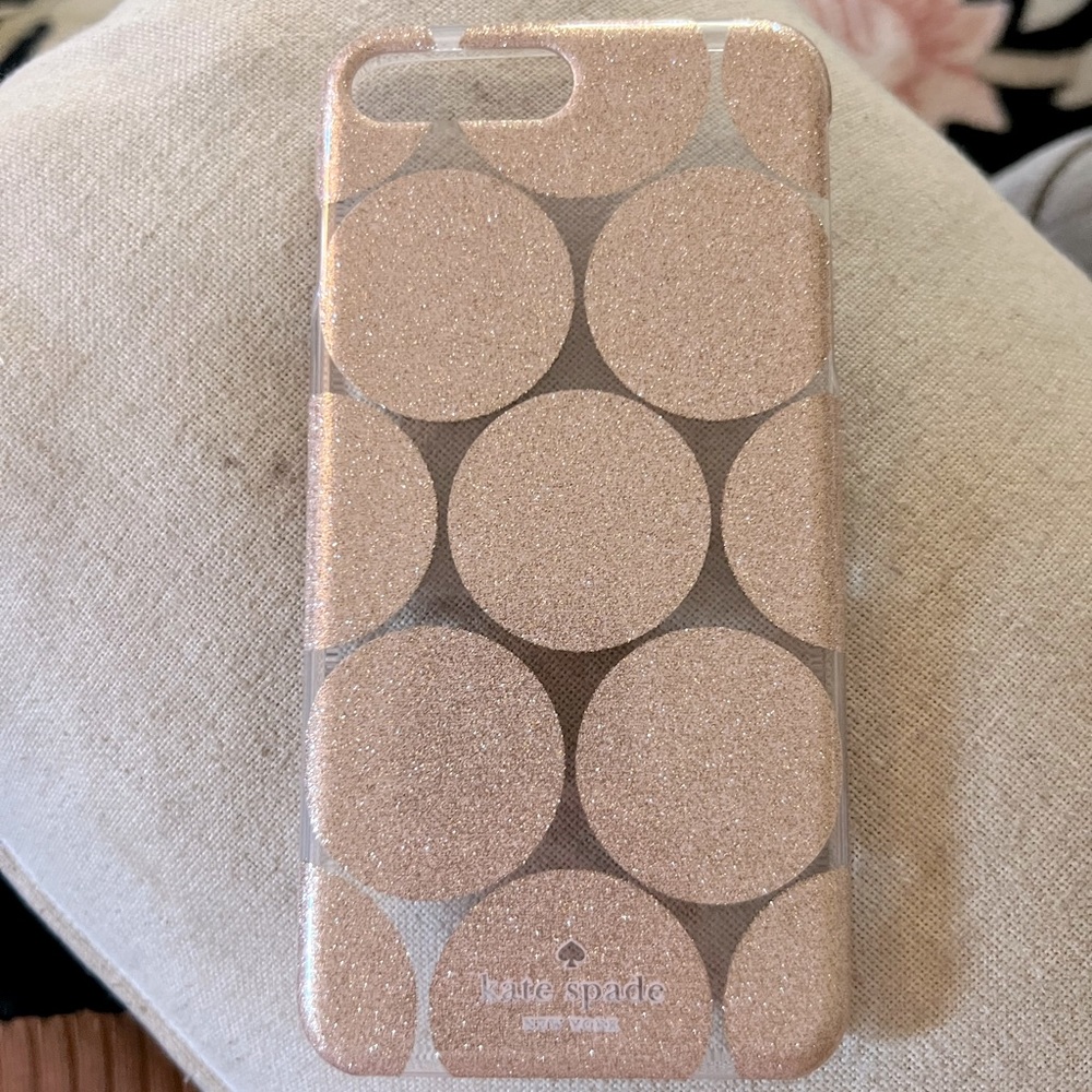 Kate Spade New York Rose Gold Clear Glitter Polka Dot iPhone Case 6/7/8 Plus
